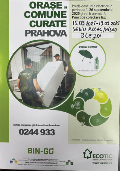 Blejoi găzduiește campanie de colectare a DEE în septembrie 2025