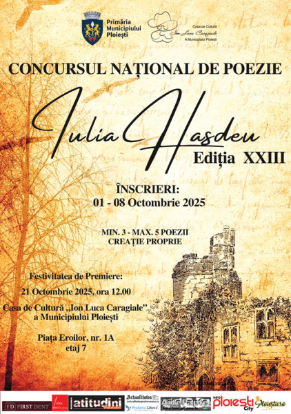 Casa de Cultură din Ploiești organizează concursul național de poezie „Iulia Hașdeu”