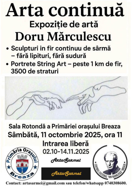 Expoziție inedită „Arta continuă” la Breaza cu lucrări din sârmă și ață cerată