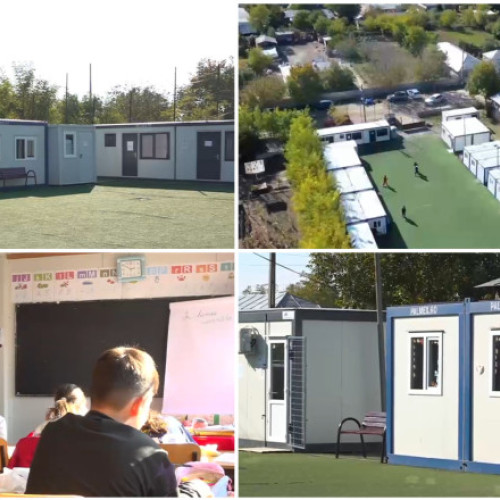 Peste 200 de elevi din Galați învață în containere din cauza întârzierilor la reabilitarea școlii