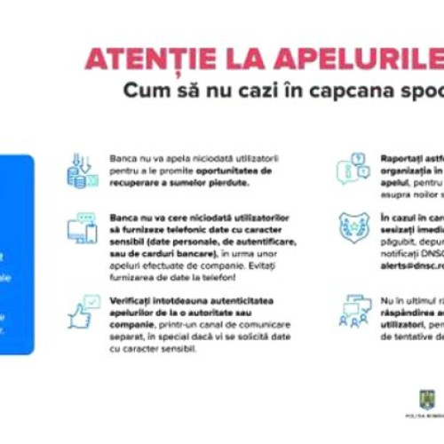 Avertizare a Poliției Române despre Frauda Bancară „Spoofing”